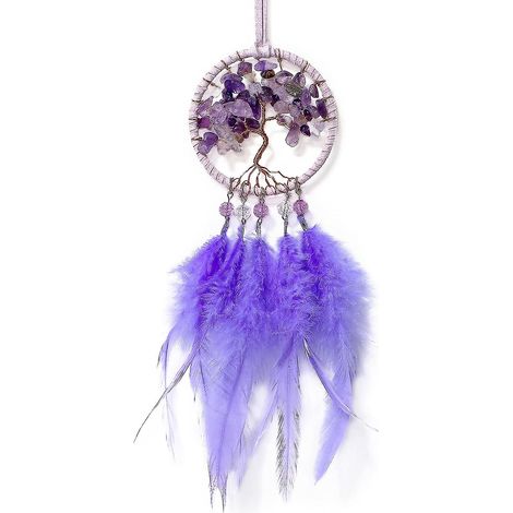 Attrape-rêves Arbre de Vie Violet - Petit attrape-rêves fait main pour voiture/maison, décoration de chambre (1/5)