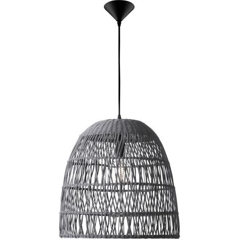 Merano Arbor 46cm Dome Suspension Plafonnier Fer, Rotin, Couleur Gris,