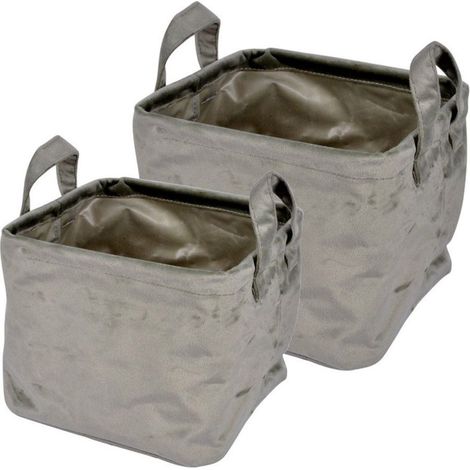 Lot de 2 Panières Carrées "Velvet" 20cm Kaki