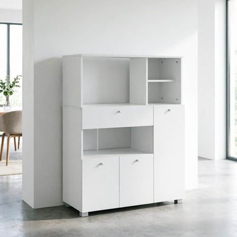 Mueble de cocina blanco con estantes abiertos y cajón, 90 x 40 x 120 cm DESVIAE (1/5)