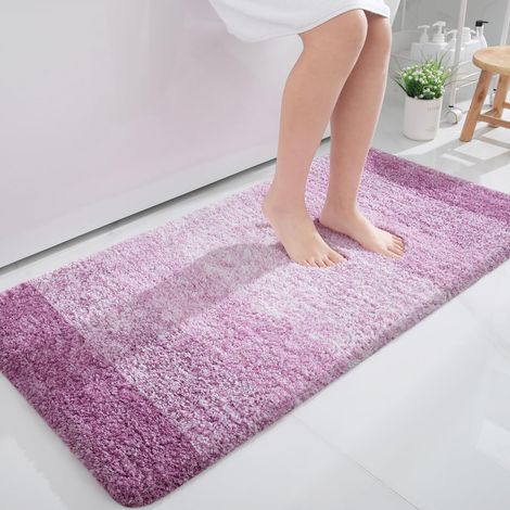 Tapis de salle de bain extra doux et absorbant en microfibre – Revers en caoutchouc – Séchage rapide – Lavable – Pour salle de bain, baignoire, douche et accessoires de décoration d'intérieur (1/5)