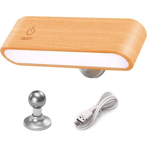Luz de lectura LED para libros en la cama [Madera magnética regulable giratoria] Luces portátiles, recargables con pilas, lámpara de noche montada en la pared (1/3)