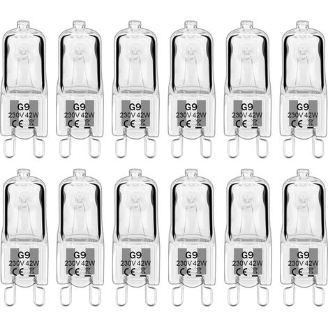 Ampoule G9 42W 230V Dimmable Blanc Chaud, 230 V, 580 lm, 2800 K, sans scintillement Lot de 12 [Classe énergétique G]