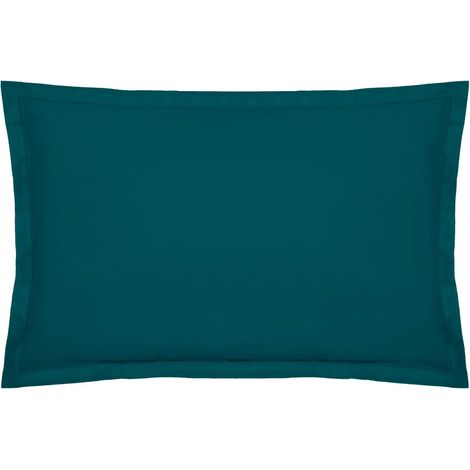 Taie d'oreiller percale de coton uni 50 x 70 cm Harmonie bleu egeen (1/2)