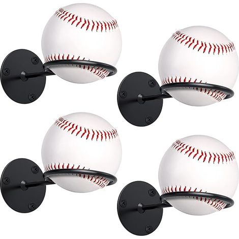 Support Murale Pour Balles De Baseball - En Fer - 4,6 x 2,5 Pouces - Pour Affichage Et Rangement De Souvenirs Sportifs - Lot De 2 (1/3)