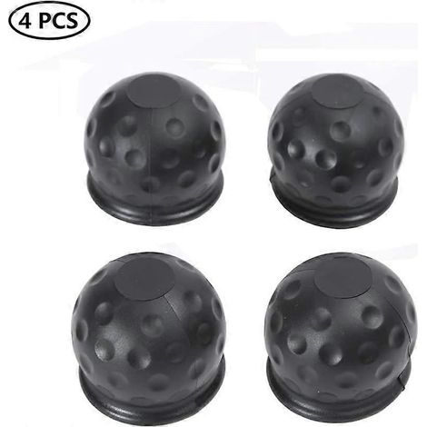 4 cache-boule d'attelage de 50 mm, caoutchouc noir pour boule d'attelage de barre de remorquage (caoutchouc) (1/5)
