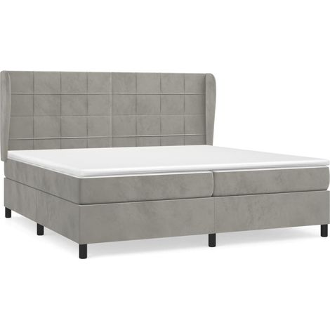 Maison Exclusive - Giroletto a Molle con Materasso Grigio Chiaro 200x200cm Velluto (1/5)