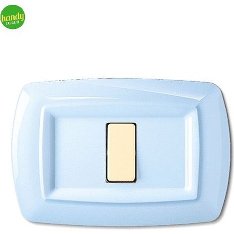 Placca 2 posti 3 moduli tond - q azzurro pastello.