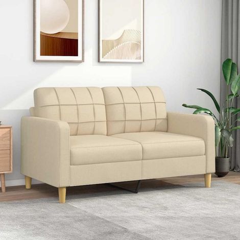 2-Sitzer Bodensofa mit Armlehnen, klappbar, 140 cm, Stoff, Creme (1/5)