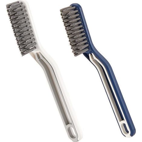 BEBUSINGOTO Cepillos multifuncionales 2 en 1, 2 cepillos para esquinas de baño, cepillo de limpieza con clip, para limpiar azulejos de pared y marcos de ventanas. (1/5)