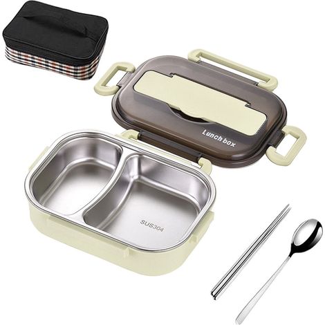 Boîte à bento pour enfants, boîte à lunch isotherme pour enfants, boîte à lunch étanche, contenants de rangement pour le déjeuner des adultes, pour la voiture et la maison (vert) (1/5)