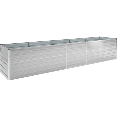 Aiuola rialzata per piante e fiori acciaio zincato 400 x 80 x 77 cm grigio 020001120