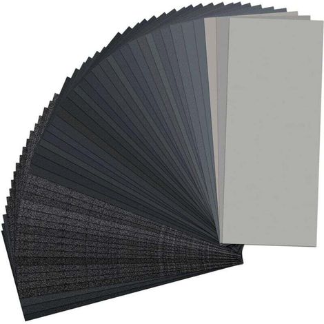 48 paquets de papier de verre, grain mixte 120-5000, 9 x 3,5 pouces, papier de verre de qualité supérieure pour une utilisation à sec et à l'eau, adapté à la finition des meubles en bois et au ponçage (1/4)