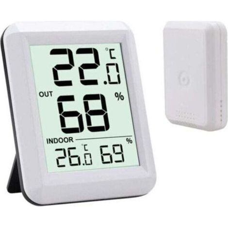 Thermomètre Intérieur et Extérieur, Thermomètre Connecté avec Capteur Extérieure sans Fil, Thermomètre Hygrometre Numérique avec Grand Ecran LCD, Commutateur ℃/℉, pour Bureau, Maison, Chambre (1/5)