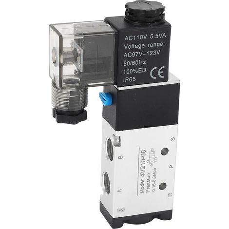 4V210‑08 Elektrisches Magnetventil, 2 Positionen, 5-Wege-Zylindersteuerung, Umkehrventil, pneumatisches Luftventil, AC110V (1/5)