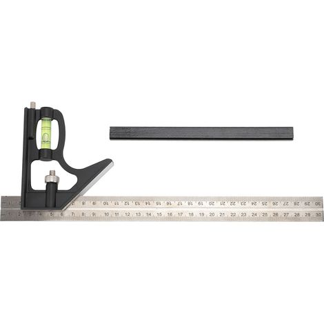 Escuadra combinada de 12 pulgadas, escuadra de carpintero, herramientas de medición para trabajar la madera, regla, escuadra de ebanista, marcas de 45° y 90°. (1/5)