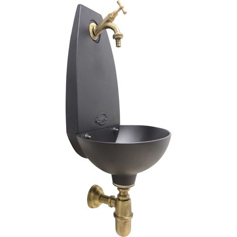 Fontaine murale Tebe couleur fonte pour maison et jardin avec robinet et siphon choisissez la finition: bruni (1/4)