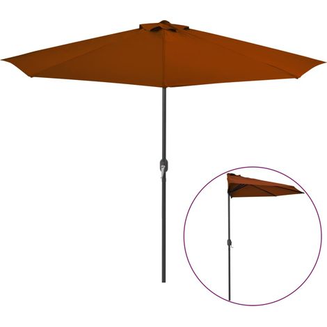 Sombrilla y poste para balcón de aluminio color terracota 300 x 150 x 253 cm