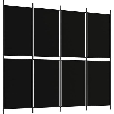 vidaXL 4-Panel Room Divider Black 200x180 cm Fabric