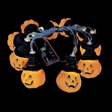 Guirlande lumineuse citrouille d'Halloween 1,5 m, 10 LED, décorations pour fête d'Halloween, intérieur et extérieur, lampe fantôme, ornement 2024Style22
