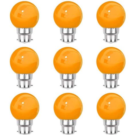 Lot de 9 ampoules LED Orange B22 Incassables - Guirlandes guinguette - Culot baïonnette
