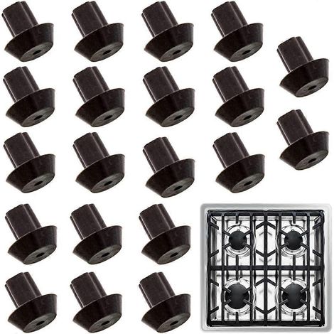 20 stuks - Compatibele rubberen voetjes/stootkussens voor gasfornuisroosters - Hittebestendig materiaal, geschikt voor veel gasfornuisroosters, zoals WB02T10461AP2622260 (1/5)