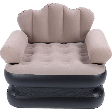 Chaise longue gonflable pliable transportable en PVC flocké épais convertible canapé lit matelas pour maison voyage camping couleur café 178x64cm 200kg (1/5)