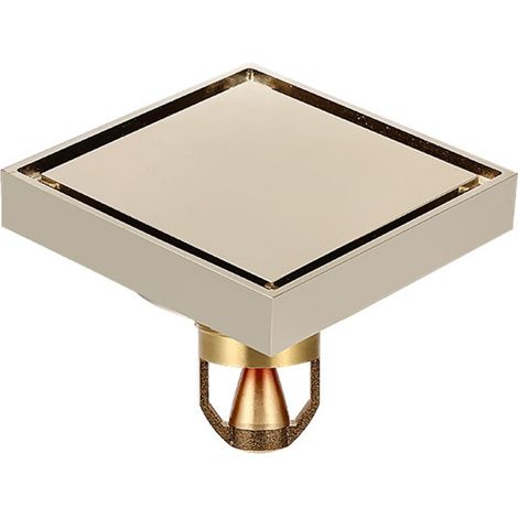 Bonde de sol carrée en laiton avec crépine invisible et clapet anti-retour pour salle de bain, cuisine et buanderie.