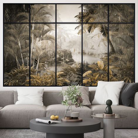 Stickers Trompe l'oeil fenêtre verrière - Forêt Tropicale - 60 x 95 cm (1/5)