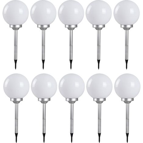 Set di 10 luci a LED solari per esterni con picchetto a sfera, lampade da balcone da giardino bianche (1/5)