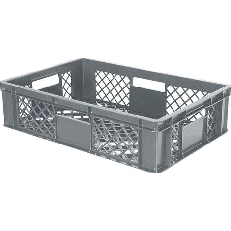 BRB 90 Stück Eurobehälter durchbrochen/Bäckerkiste, LxBxH 600x400x150 mm, PE-HD, lebensmittelecht, Palettenware (grau)