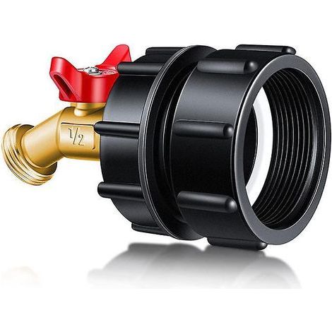 IBC-Zubehör (1 Stück): Manueller Tankadapter für 275-330 Gallonen, manuelles Ventil mit 2,44 Zoll Feingewinde und bleifreies Messing-Anbohrwerkzeug. (1/5)