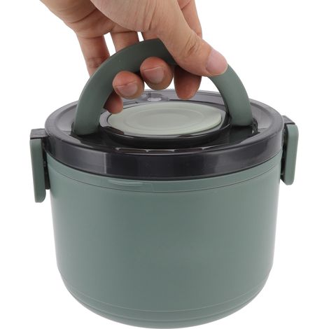 Boîte repas isotherme 1000ml vert haricot, bento portable pour femme, employé de bureau, étudiant, plastique monocouche, boîte à lunch chaude. (1/5)