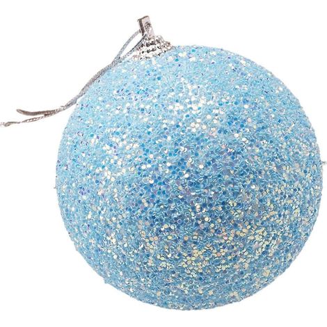 Boule de Noël bleue de 8 cm, boule de couleur en mousse, décoration pour vitrine, pendentif pour sapin de Noël (1/5)
