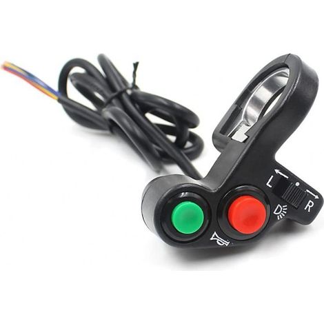 Interruptor de manillar de motocicleta de 22 mm y 7/8 pulgadas para faros delanteros, luces de señal, bocina e intermitentes (1/5)
