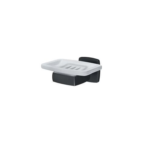1PCS Porte-Savon Mural Noir Mat sans percer , Porte-Savon en Verre pour Salle de Bain (1/4)