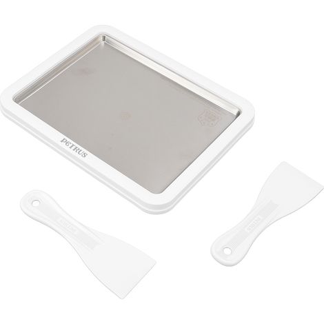 Machine à Yaourt Frit Mini Grande Capacité Acier Inoxydable avec 2 Pelles à Glace et Plateau pour Glace aux Fruits DIY