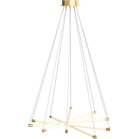 Plafonnier LED, 50 W, 5 tubes lumineux orientables, idéal pour salon, salle à manger, cuisine, or et blanc (1/5)