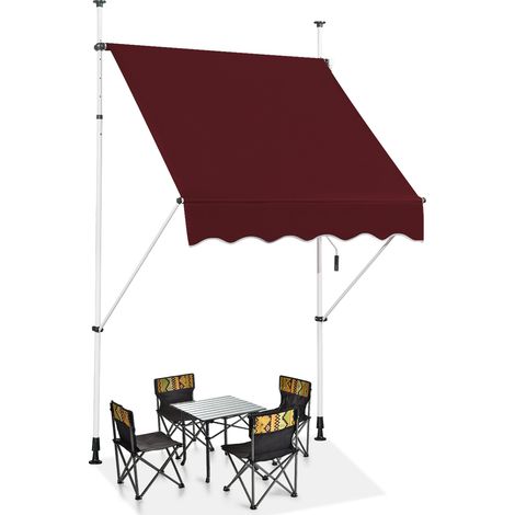 Tenda a molla larga 150 cm senza forare da balcone resistente ai raggi UV, Tenda regolabile in altezza Rosso (1/5)