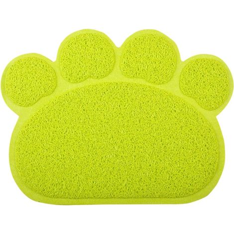 1 - Tapis De Litière Chat - Accessoire Chats - Forme Patte Anti-éparpillement Surface Douce Imperméable Pour Maison Vert Citron 40x30cm