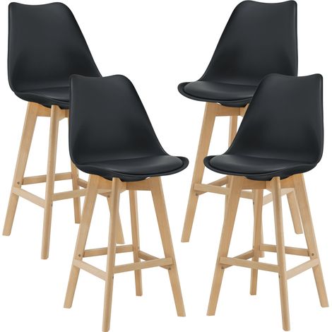 Set di 4 sgabelli da bar in plastica faggio sintetico 105 x 48 x 58 cm nero 030008720