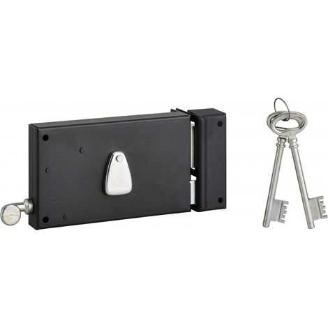 Thirard – Serrure horizontale en applique 4 gorges à tirage pour porte d'entrée – Axe 70mm – Dimensions 140x82mm – Pêne acier – 2 clés nickelées (1/4)
