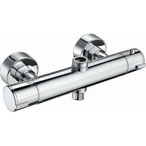 Mitigeur thermostatique de douche à 2 sorties, colonne de robinetterie de baignoire et de douche en laiton massif chromé, contrôle de température anti-brûlure (1/5)