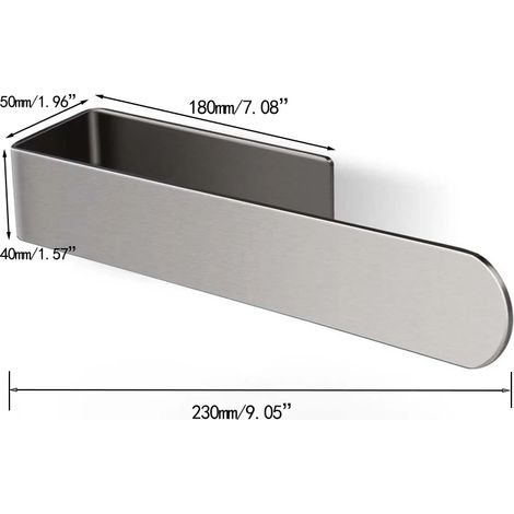 (230 mm, finition brossée) Porte-papier toilette sans perçage, en acier inoxydable SUS304, auto-adhésif, à fixer au mur, distributeur de rouleau d'essuie-tout pour salle de bain et cuisine. (1/5)