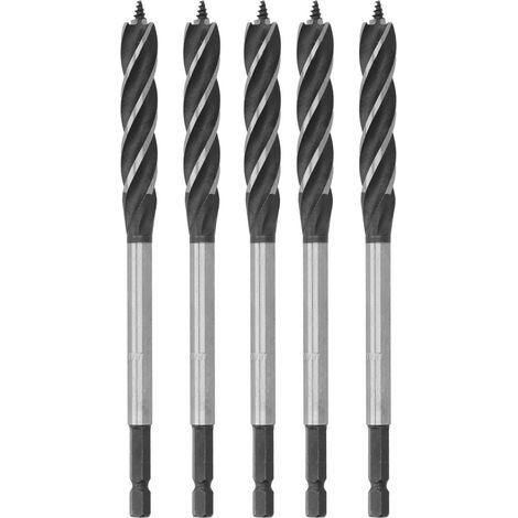 Lot de 5 forets à bois 12mm, pointes brad point, 4 cannelures, outils de perçage et alésage industriels. (1/5)