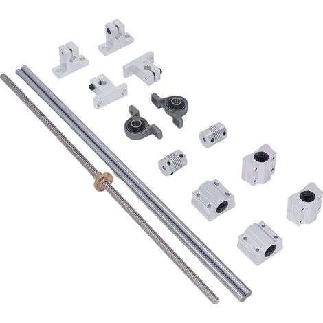 Kit vis-mère 400 mm, axes optiques, rail de vis-mère, support d'arbre, palier à semelle, bloc coulissant (1/5)