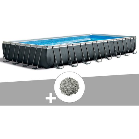 Kit piscine tubulaire Intex Ultra XTR Frame rectangulaire 9,75 x 4,88 x 1,32 m + 20 kg de zéolite