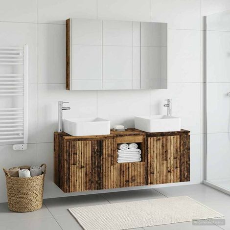 vidaXL Bathroom Cabinet Set 4 pcs Old Wood Engineered Wood (1/5)