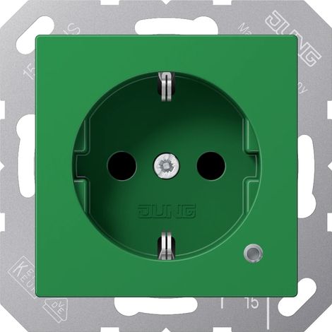 Jung Presa SCHUKO®, 16 A 250 V , con indicatore di funzione, SAFETY+, termoplastico, serie AS/A, verde (per SV) A 1520 BFKO GN