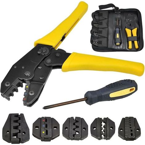 Pince à sertir cosse 5 en 1 – Acier trempé – Mécanisme à cliquet – Plage 0.5-35 mm² – Sac de rangement inclus (1/5)